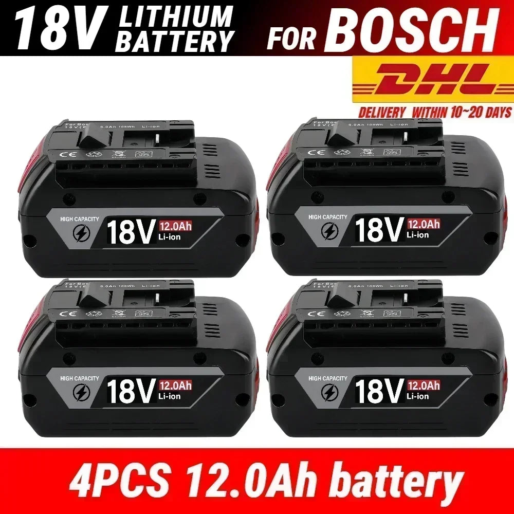 Rechargeable Lithium-Ion Battery for Bosch 18V Tools, 8/10/12.0 Ah Power Tool Batteries