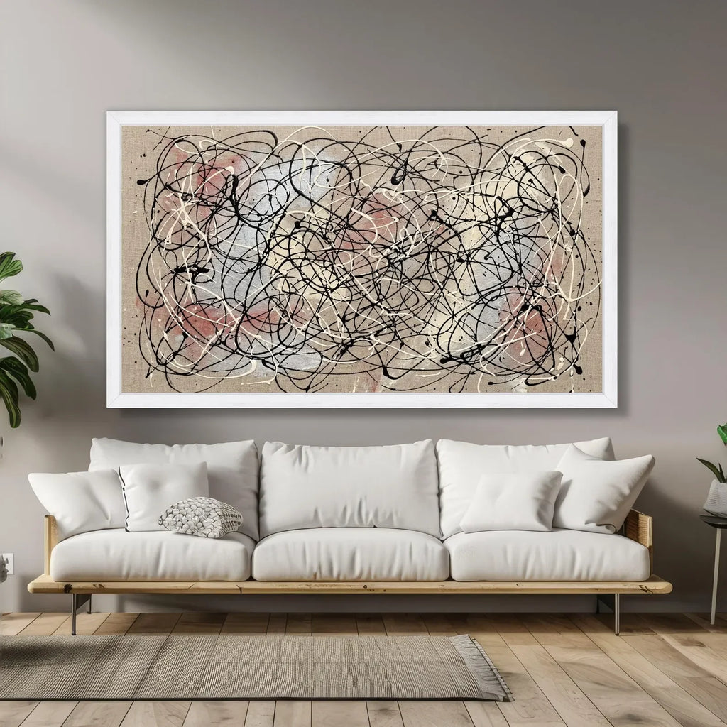 Hand Painted Jackson Pollock Style Abstract Drip Canvas Wall Art