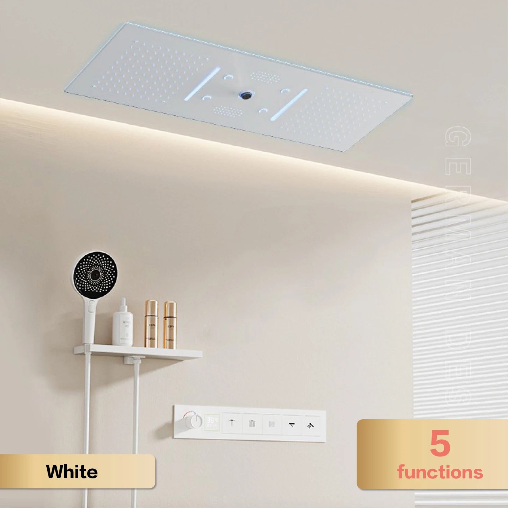 AITANA Luxury Brass Gunmetal LED Display Thermostatic Shower System Bathroom Ceiling Embedded Concealed Giant Curtain Rainfall