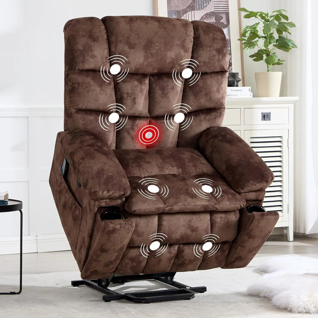 Large Power Lift Recliner Chairs with Massage and Heat for Elderly,