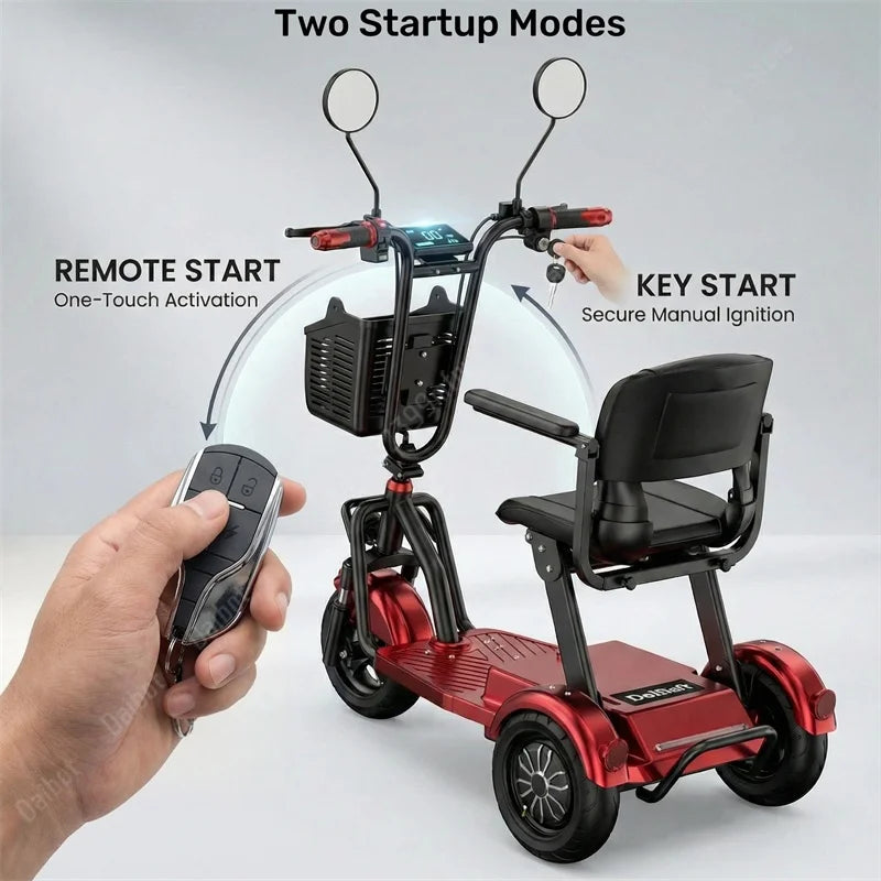 1000W Small Family Electric Tricycle Foldable, Mobility Scooters for Seniors Lightweight 3 Wheels