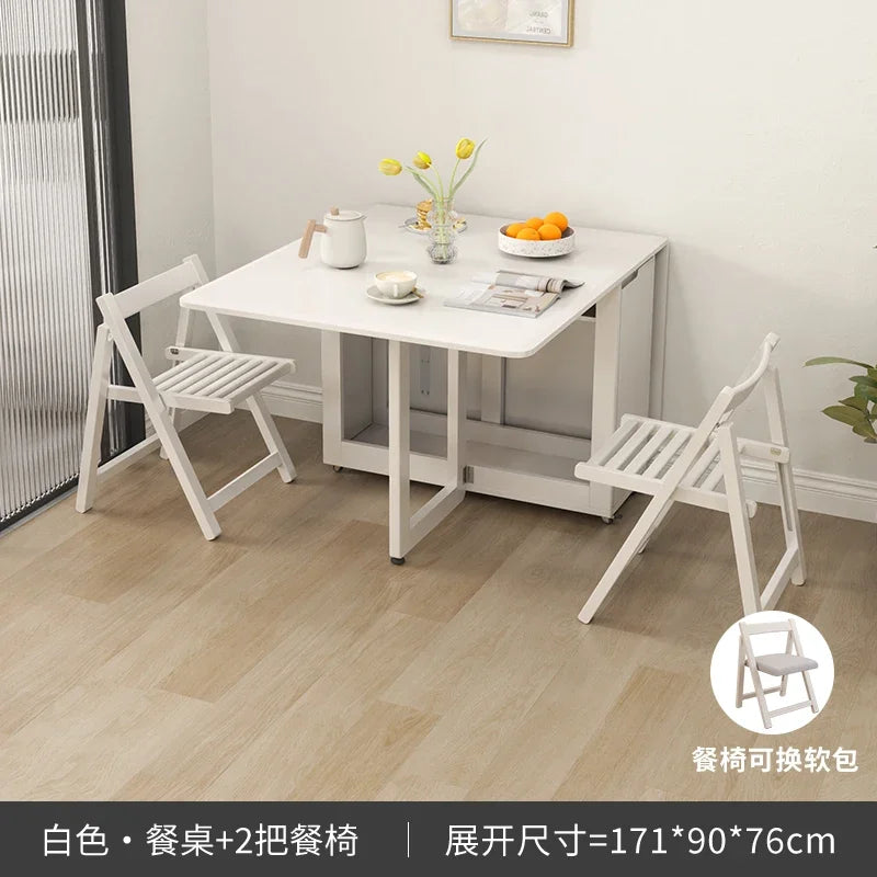 Folding Dining Table Set 6 Chairs, Luxury Modern Space Savers