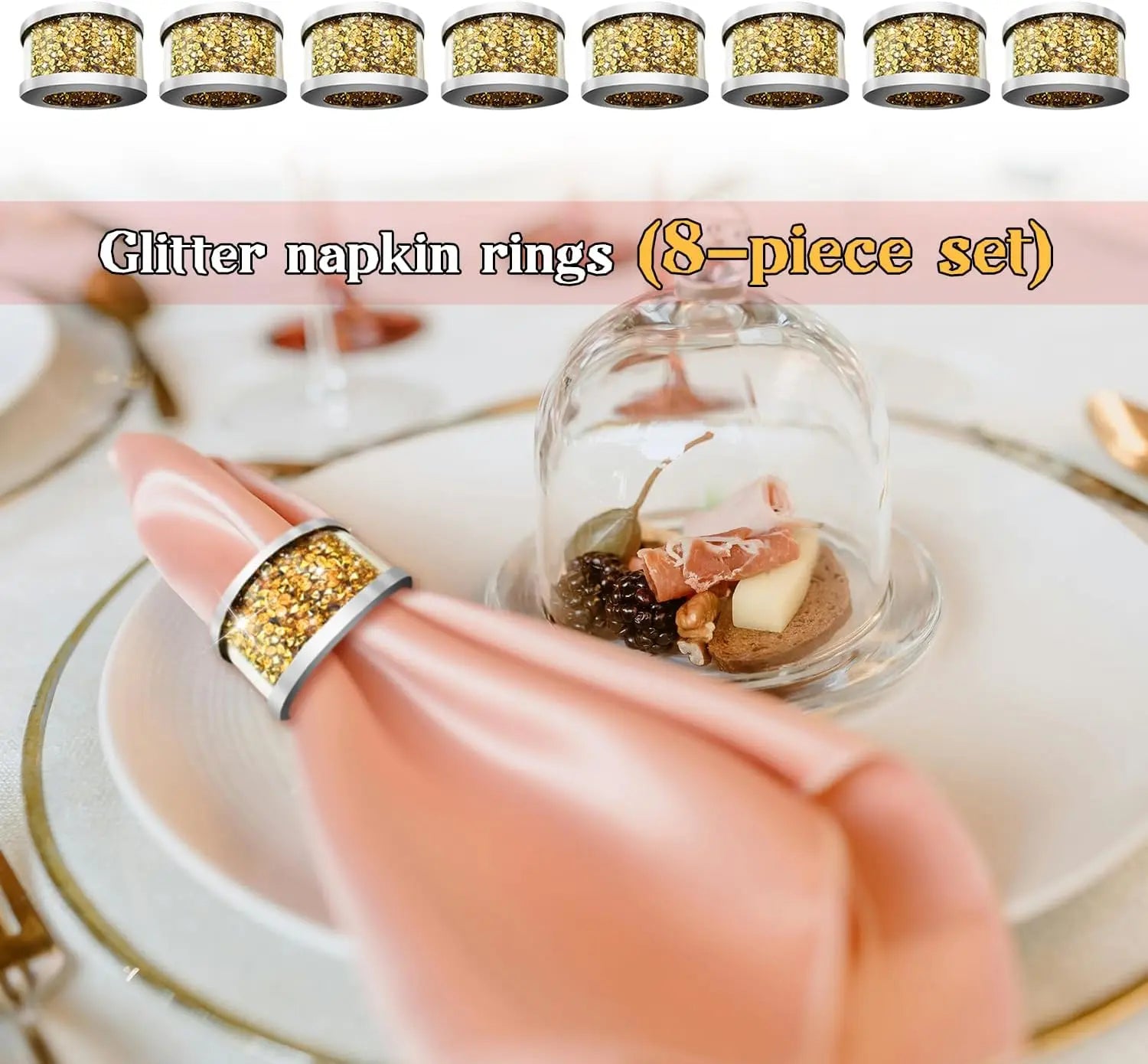 4/6/8 Pcs Crystal Glass Napkin Ring Bling Diamond Napkin Holder Set Christmas Thanksgiving Table Decorations Serviette Buckles