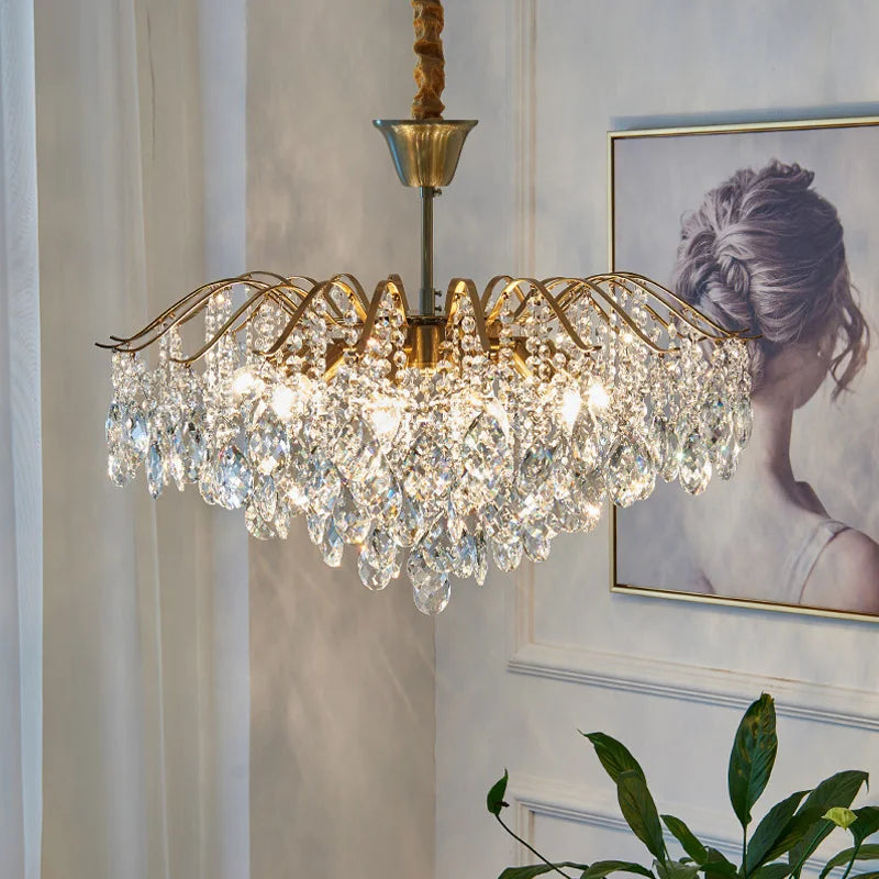 Luxury French Crystal Ceiling Pendant LED Lamp  Chandeliers