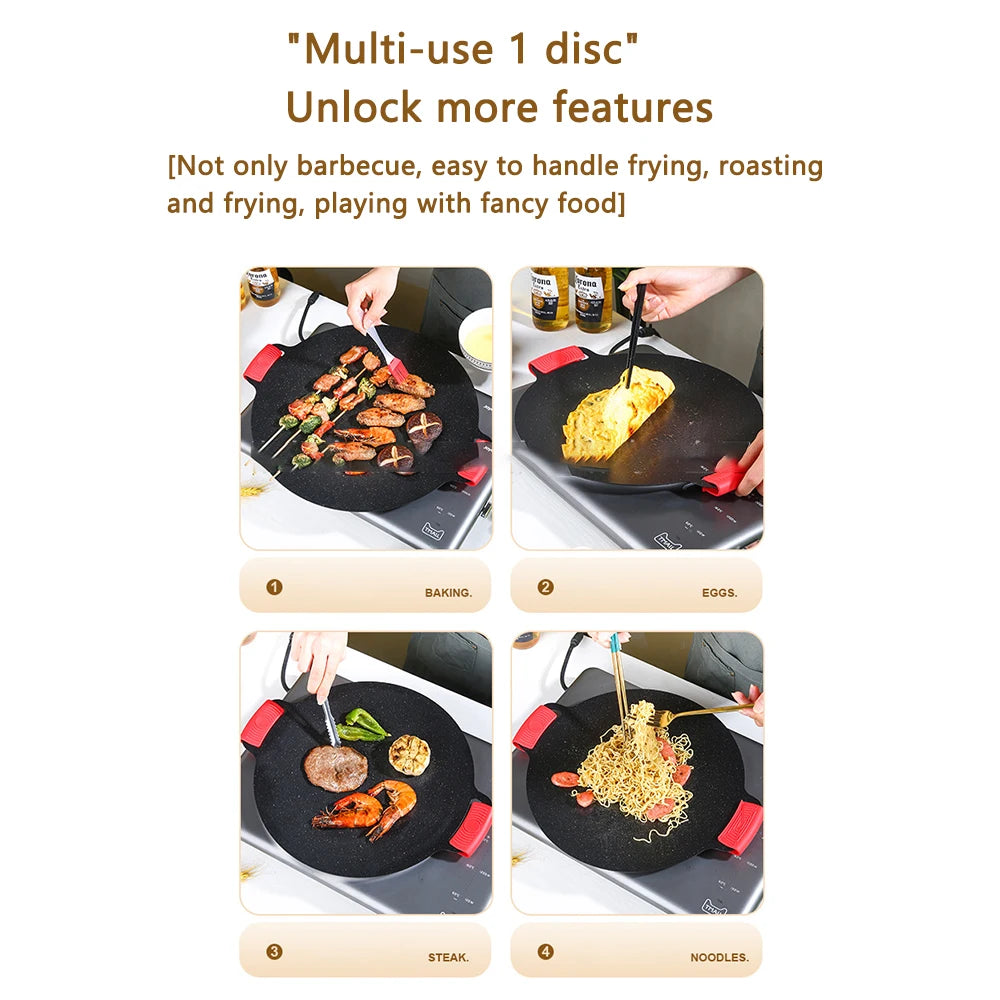 Non-Stick BBQ Grill Pan, Barbecue Cooking Plate, Korean-Style Grill Pan