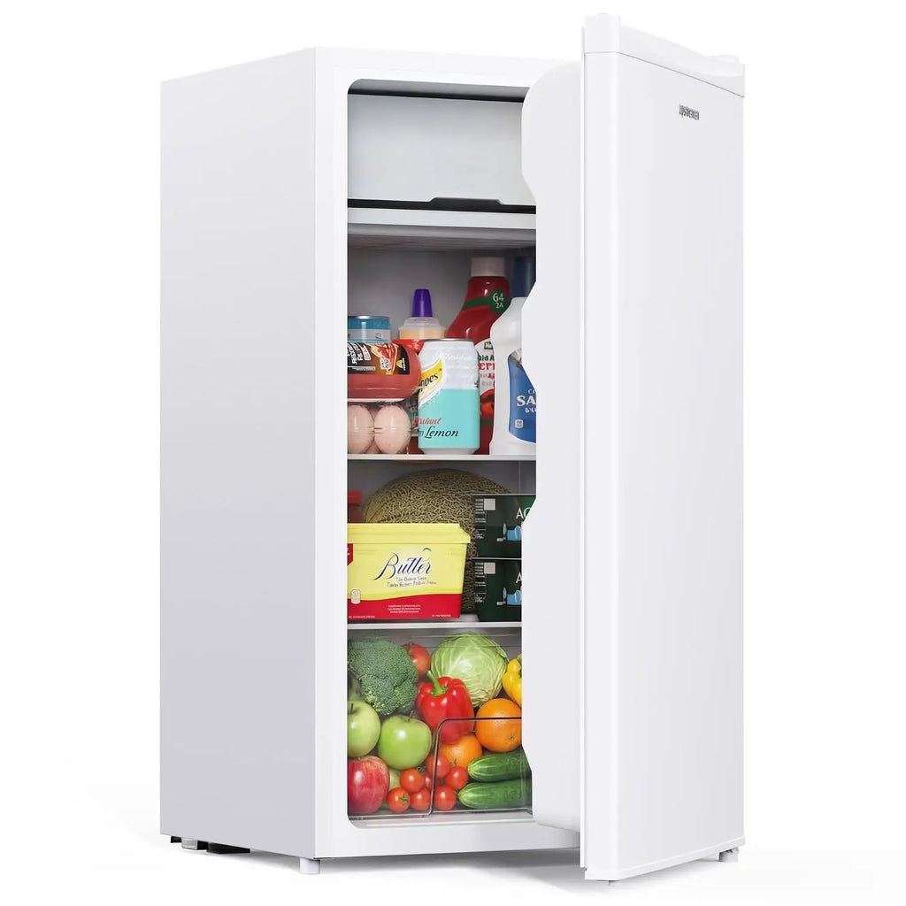 3.2 Cu.Ft Mini Fridge with Freezer, Single Door Compact Refrigerator, Adjustable Thermostat, Small Refrigerator for, Custom