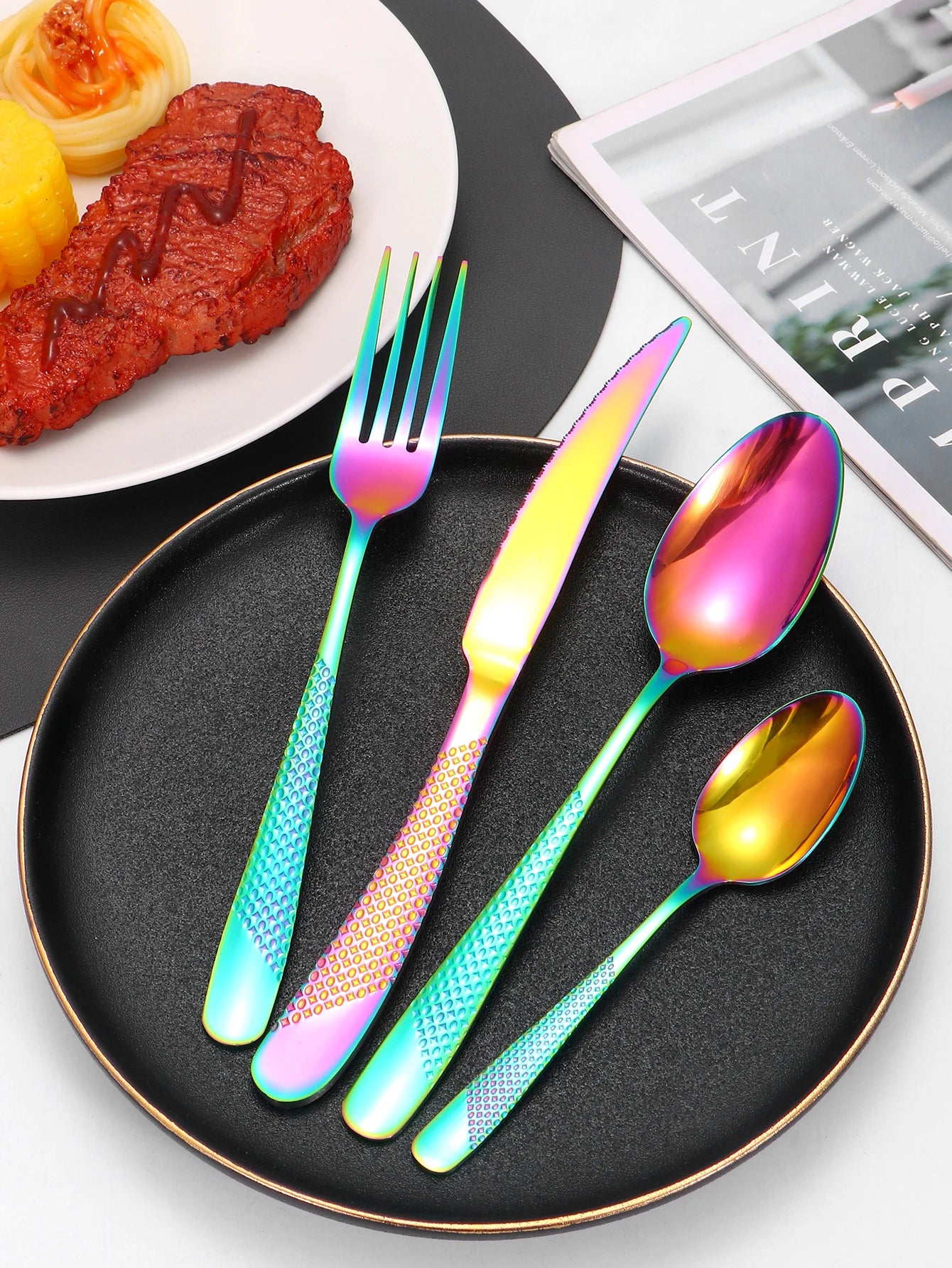 24pc Stainless steel tableware