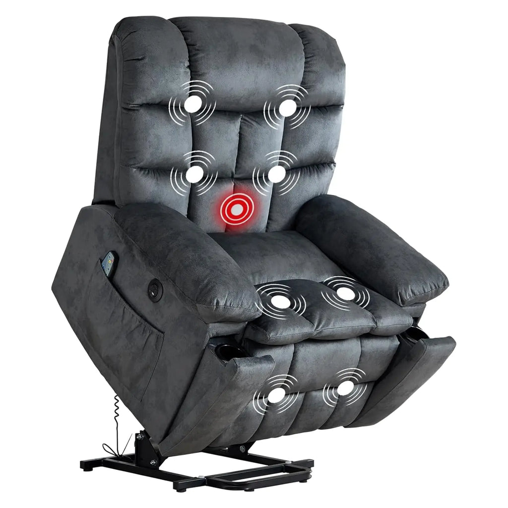 Large Power Lift Recliner with Massage and Heat