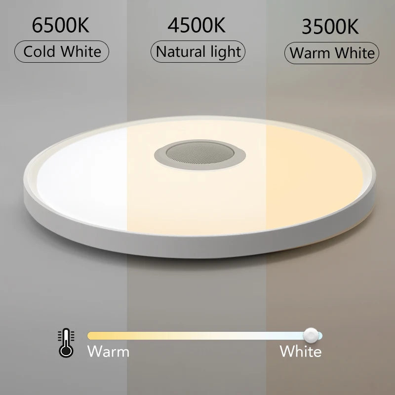 LED Smart Dimming Ceiling Light With Remote Control, with built in speaker to connect to Bluetooth to play music from your phone