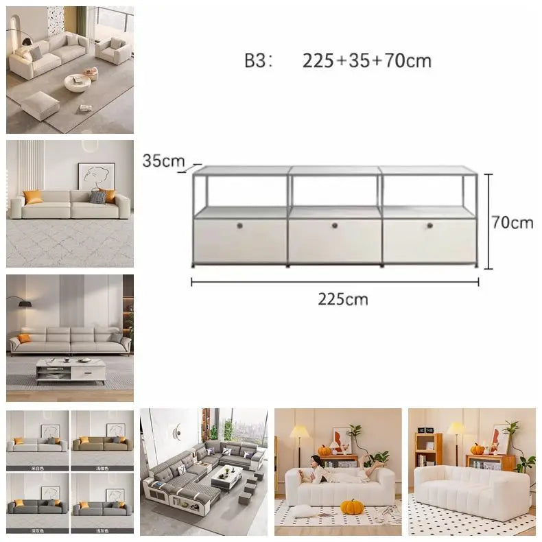 Modern Living Room Cabinet Modular Sideboard Storage Cabinets Combination TV Stand for Customizable Steel Frame Wood  Furniture