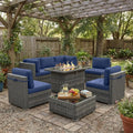 8 Piece Patio Furniture Set with 44" Propane Gas Fire Pit Table,