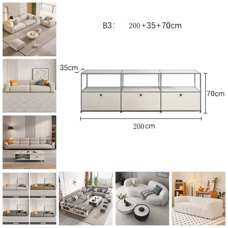 Modern Living Room Cabinet Modular Sideboard Storage Cabinets Combination TV Stand for Customizable Steel Frame Wood  Furniture