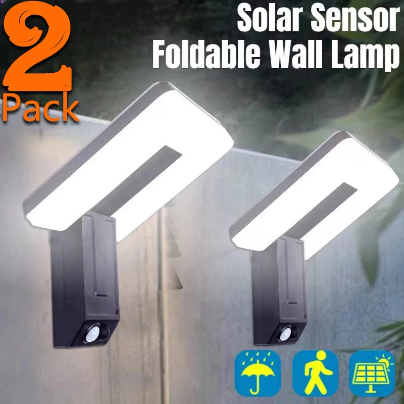 Foldable LED Solar Light Outdoor Wall Lamp 120° Motion Sensor Waterproof Street Light 3 Modes Garden Decor Spotlights Lamp