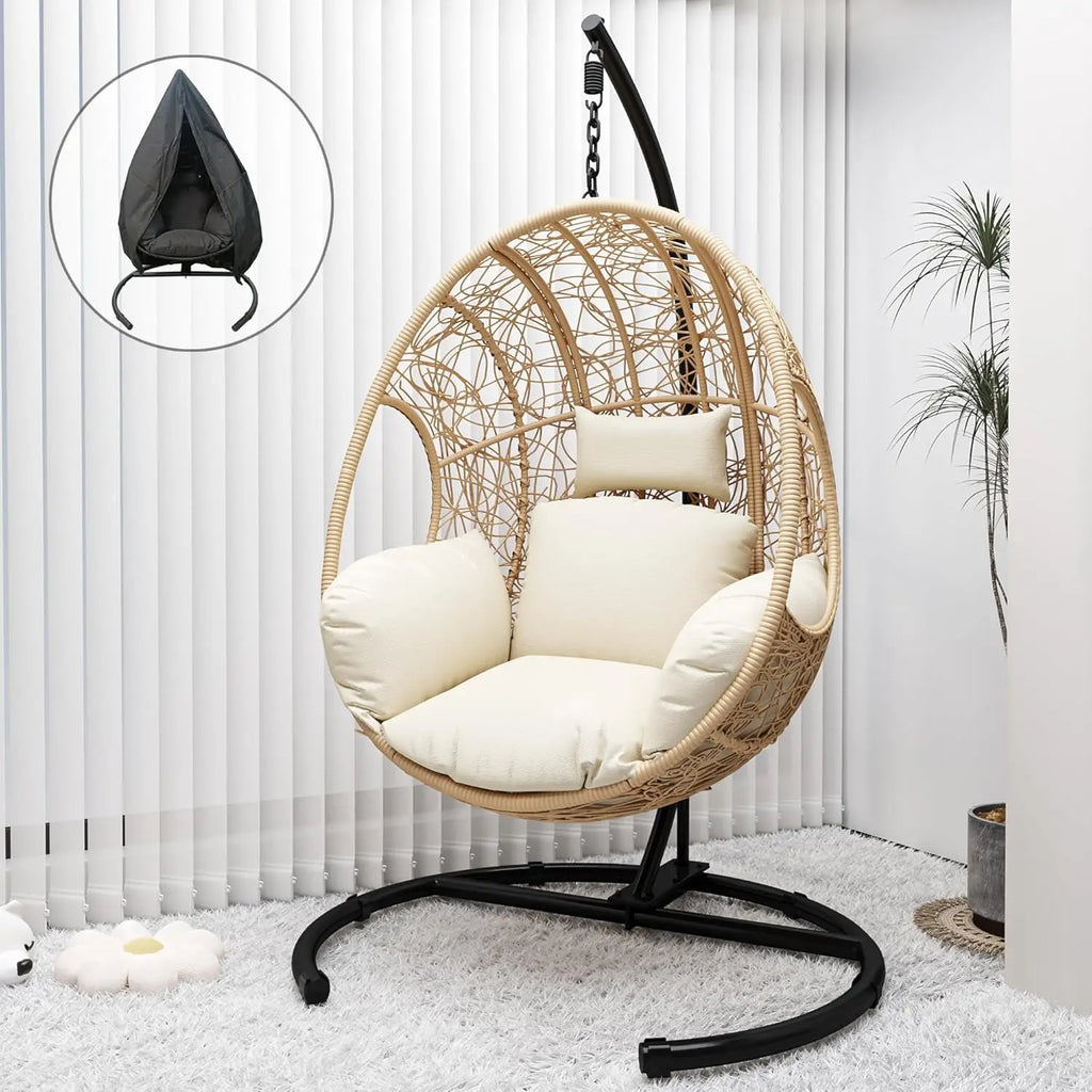 Hanging Egg Swing Chair w/ Stand All-Weather Wicker