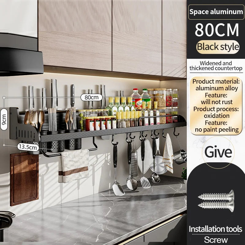 Kitchen Storage Rack Multi Functional Home Wall Mounted Seasoning Chopsticks Knife Holder Complete Collection of Supplies Rack