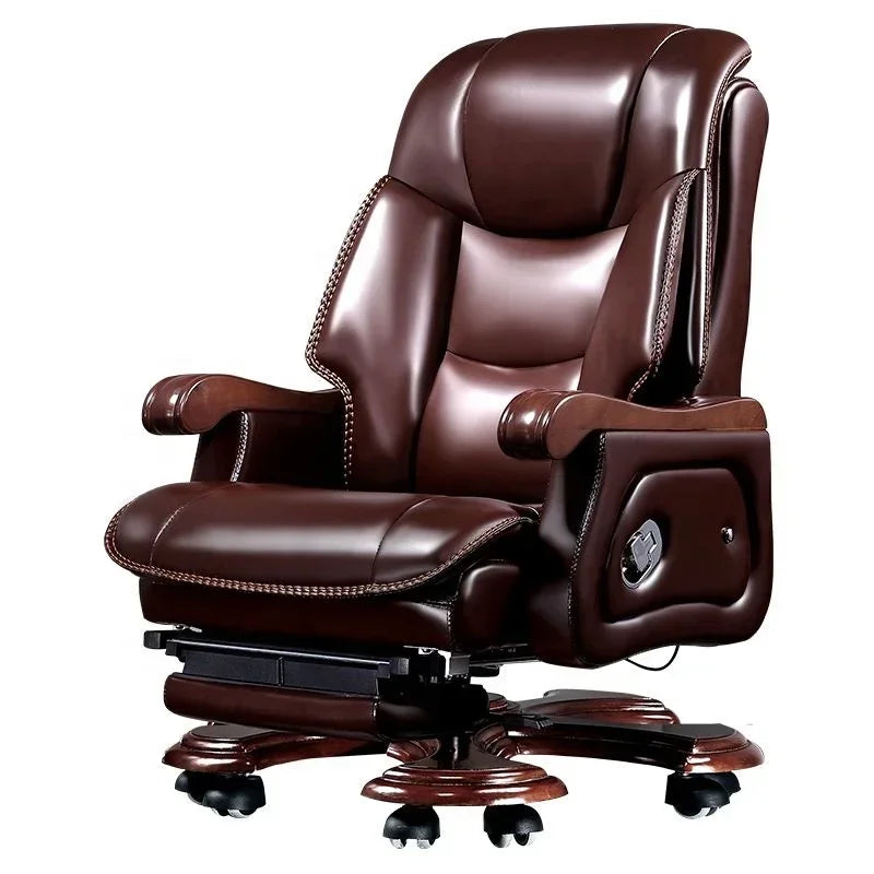 #i Chinese Boss Chair, Business leather CEO Office chair with massage pedal,