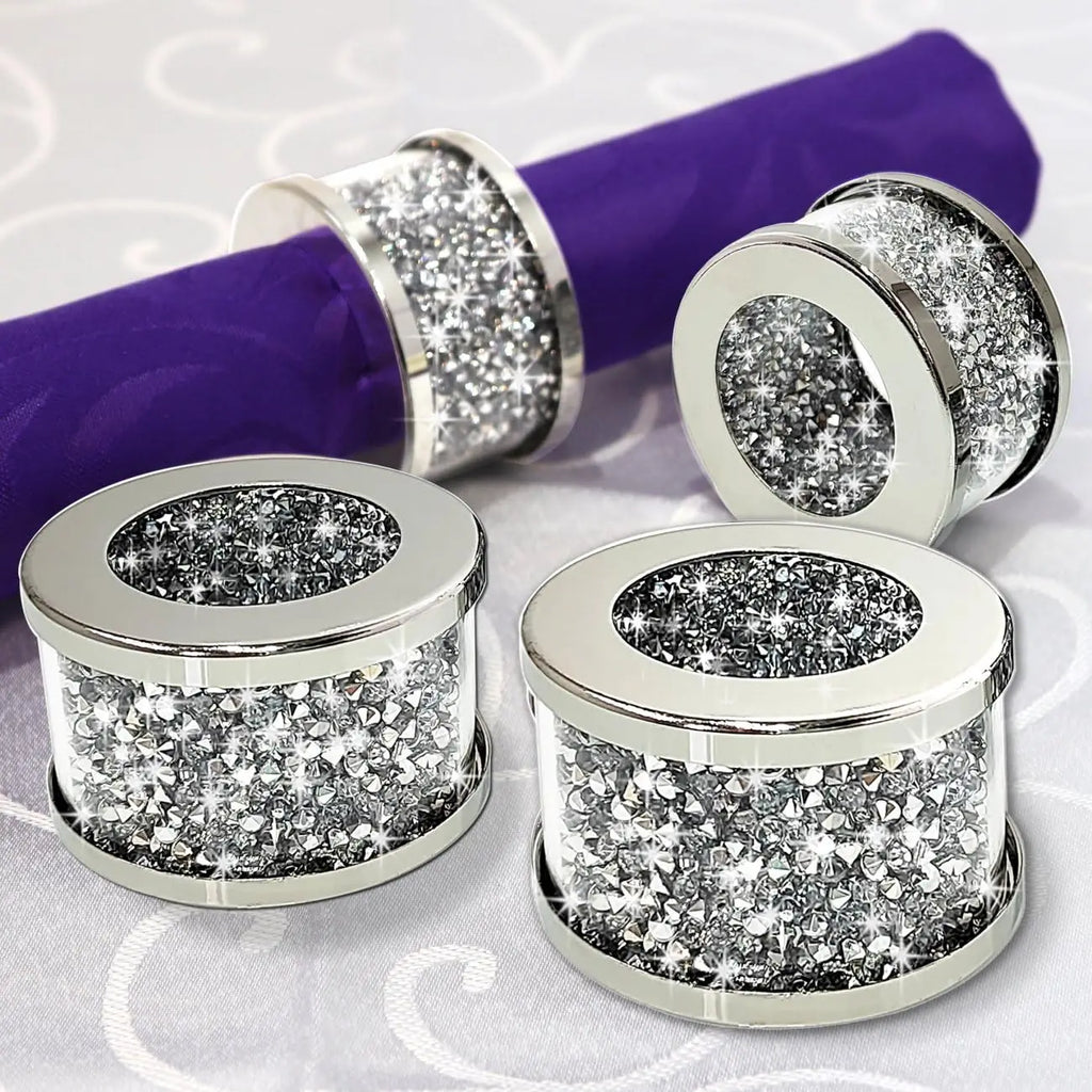 4/6/8 Pcs Crystal Glass Napkin Ring Bling Diamond Napkin Holder Set Christmas Thanksgiving Table Decorations Serviette Buckles