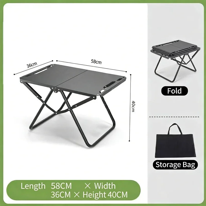 Portable Folding Stainless Steel Camping Table,