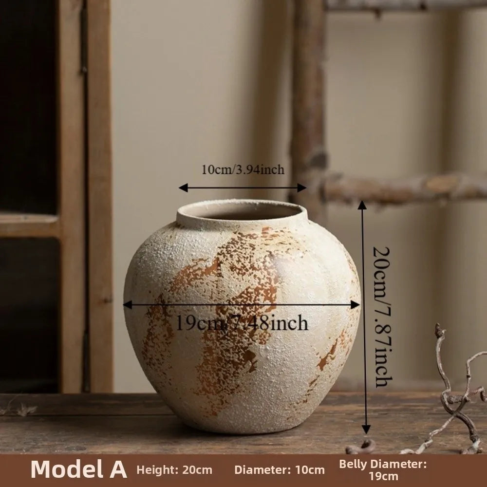 Wabi Sabi Style Ceramic Vase, Decorative Unique Speckled Texture Flower Pot