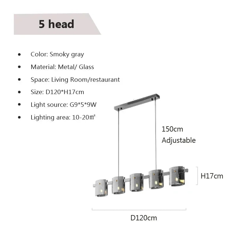 Postmodern LED Amber Smoky Glass Chandeliers