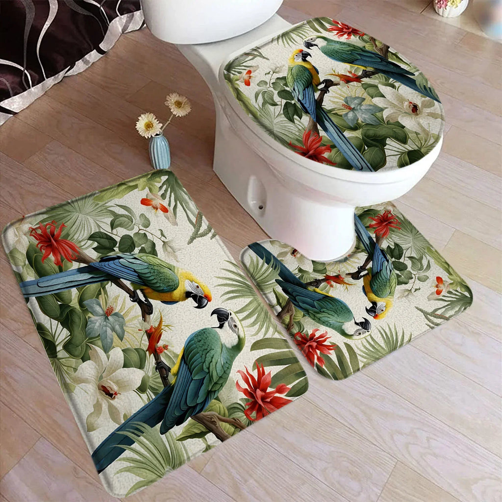 Bath Mat Set, Bathroom Decor Floor Rugs, U-Mats, Toilet Lid Cover