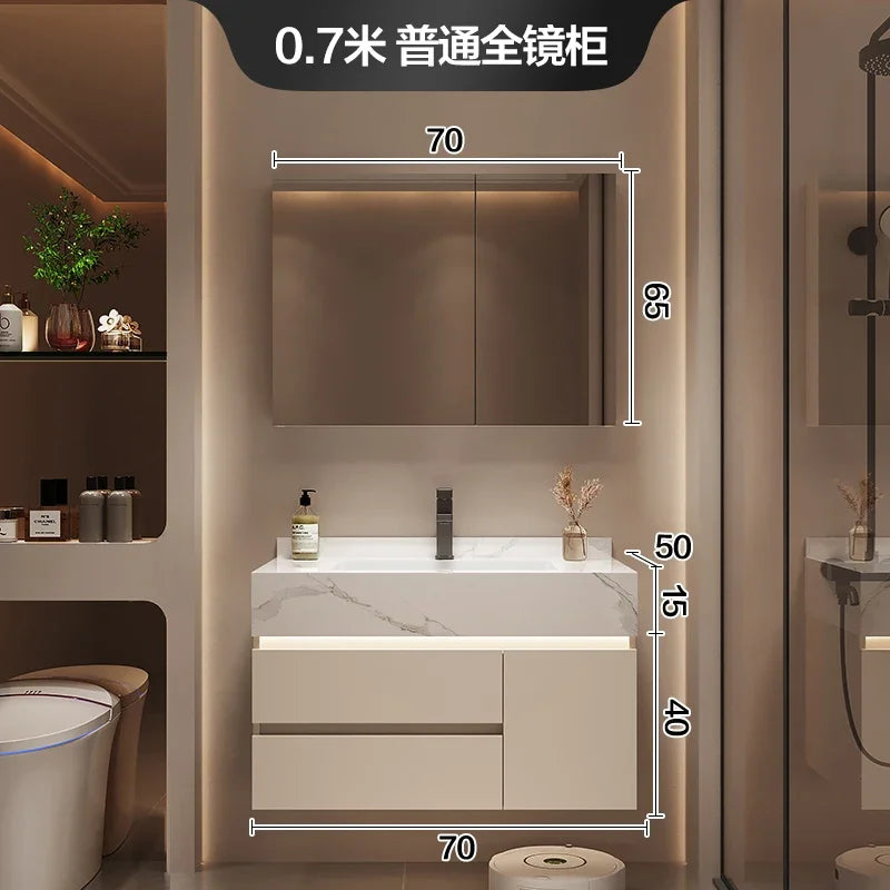 Luxury Bathroom Vanity Cabinet with Storage, Mirror, Wall Shelves