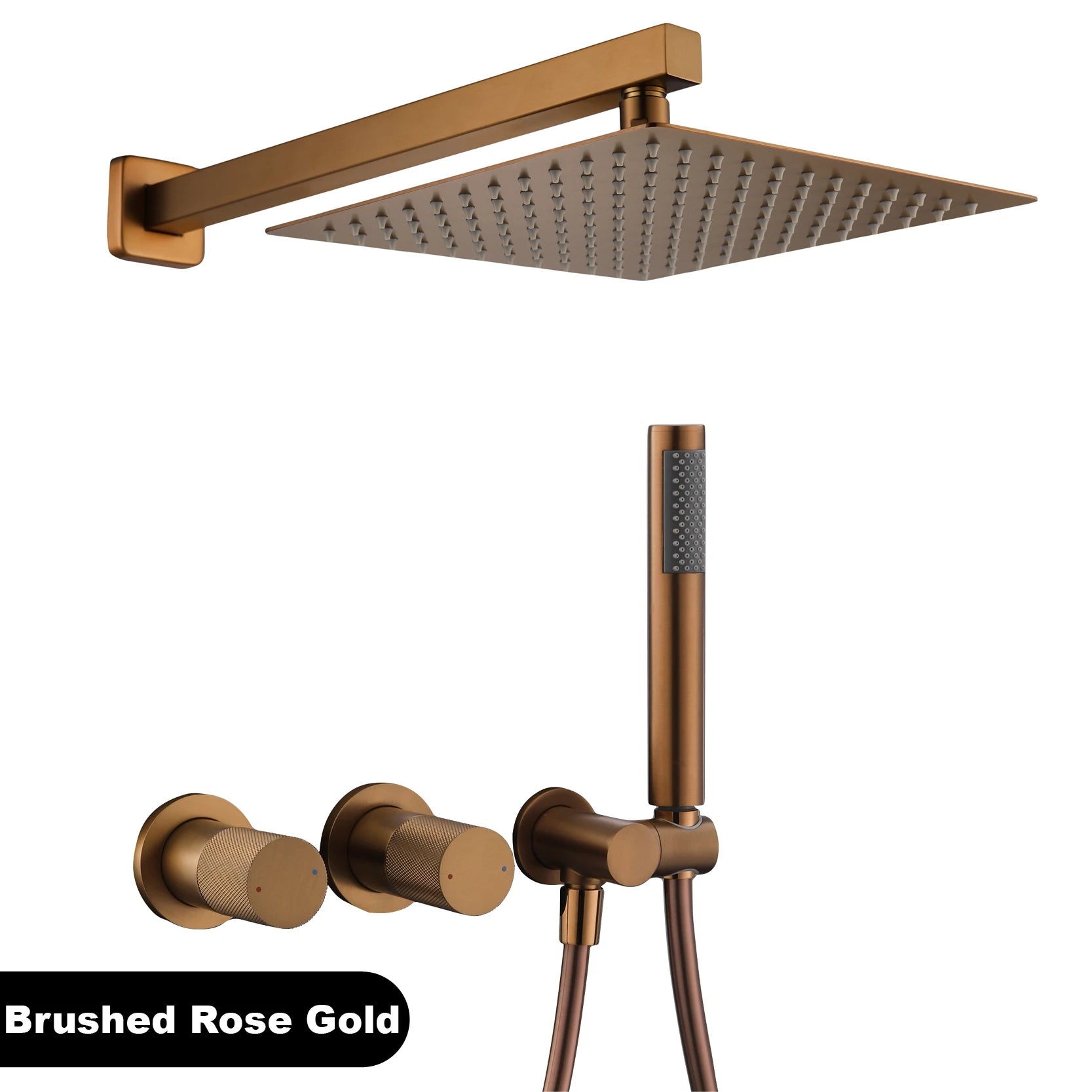 Luxury brass wall mounted shower system, embedded design with dual control hot and cold-water bathroom faucet, 48 variants