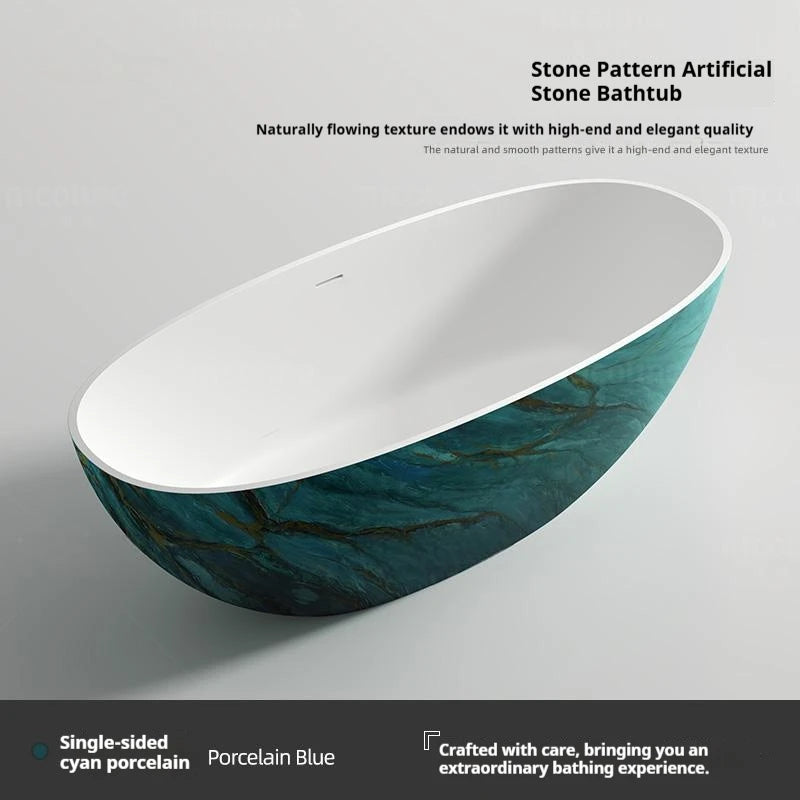 Artificial Stone Bathtub, Marble Look Freestanding Tub