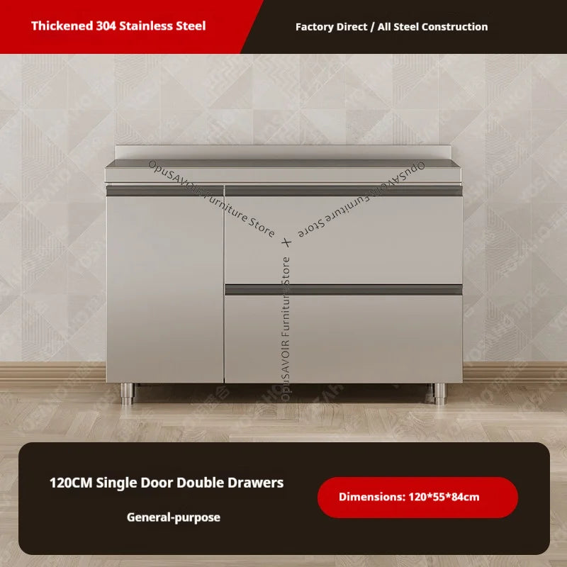 304 Stainless Steel Cabinet Kitchen Wall Cabinet Multifunctional Combination Dish Cabinet, Integrated Stove and Sink Base JT40
