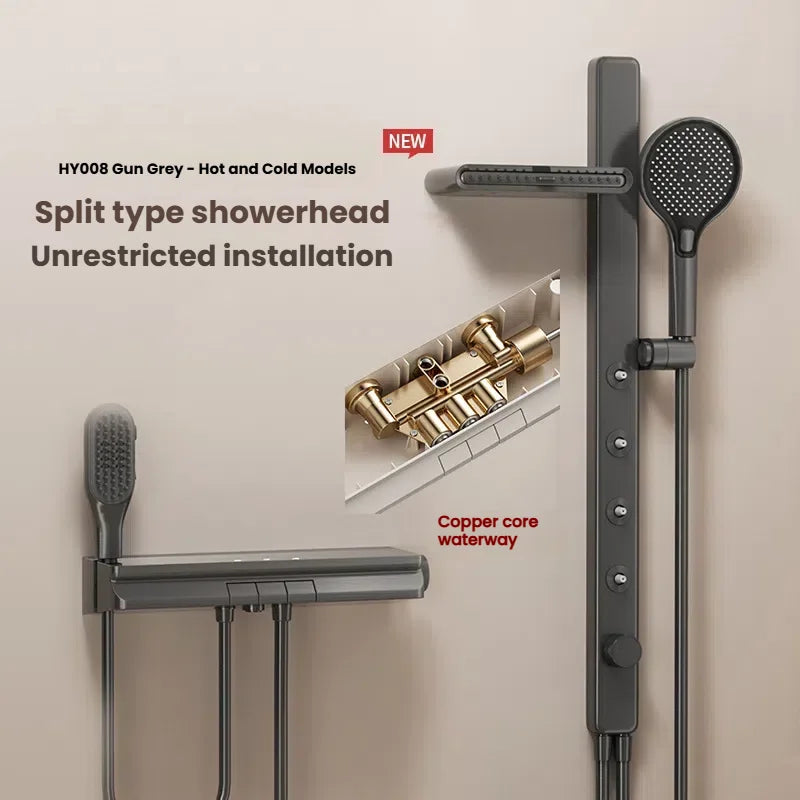 Gun Grey Bathroom Shower System Set Multifunction Shoulder Waist Spouts Split Shower Household Simplicity Pressurized Shower Set