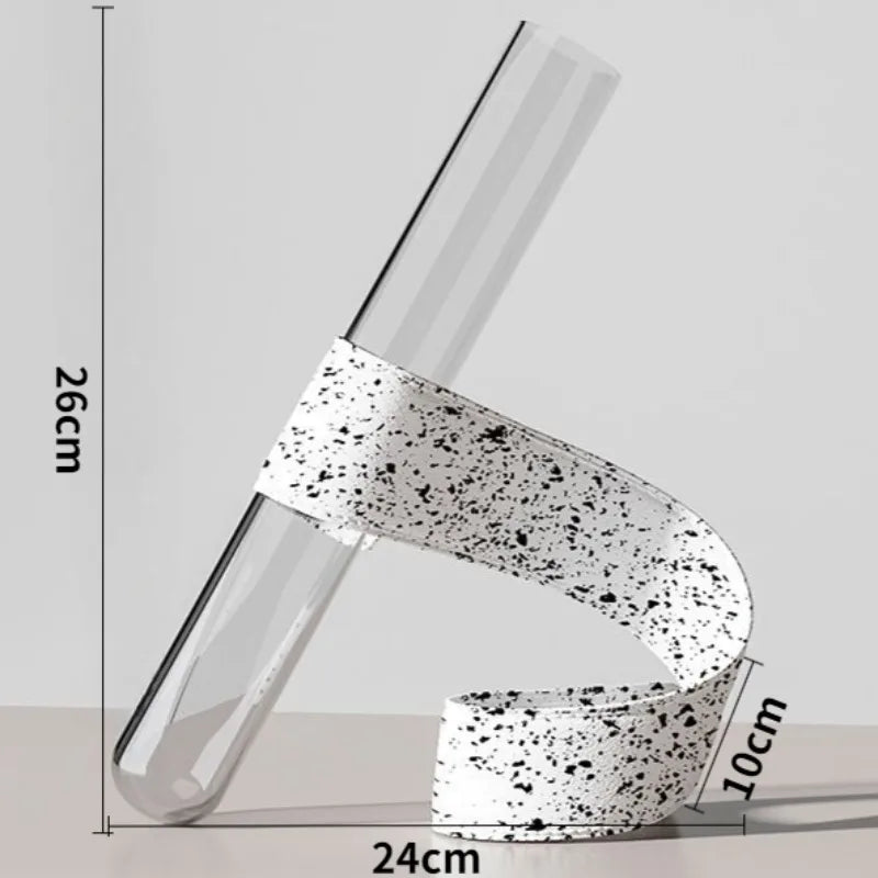 Nordic Modern Artistic Simple Glass Tubular Vases with Leather Bracket