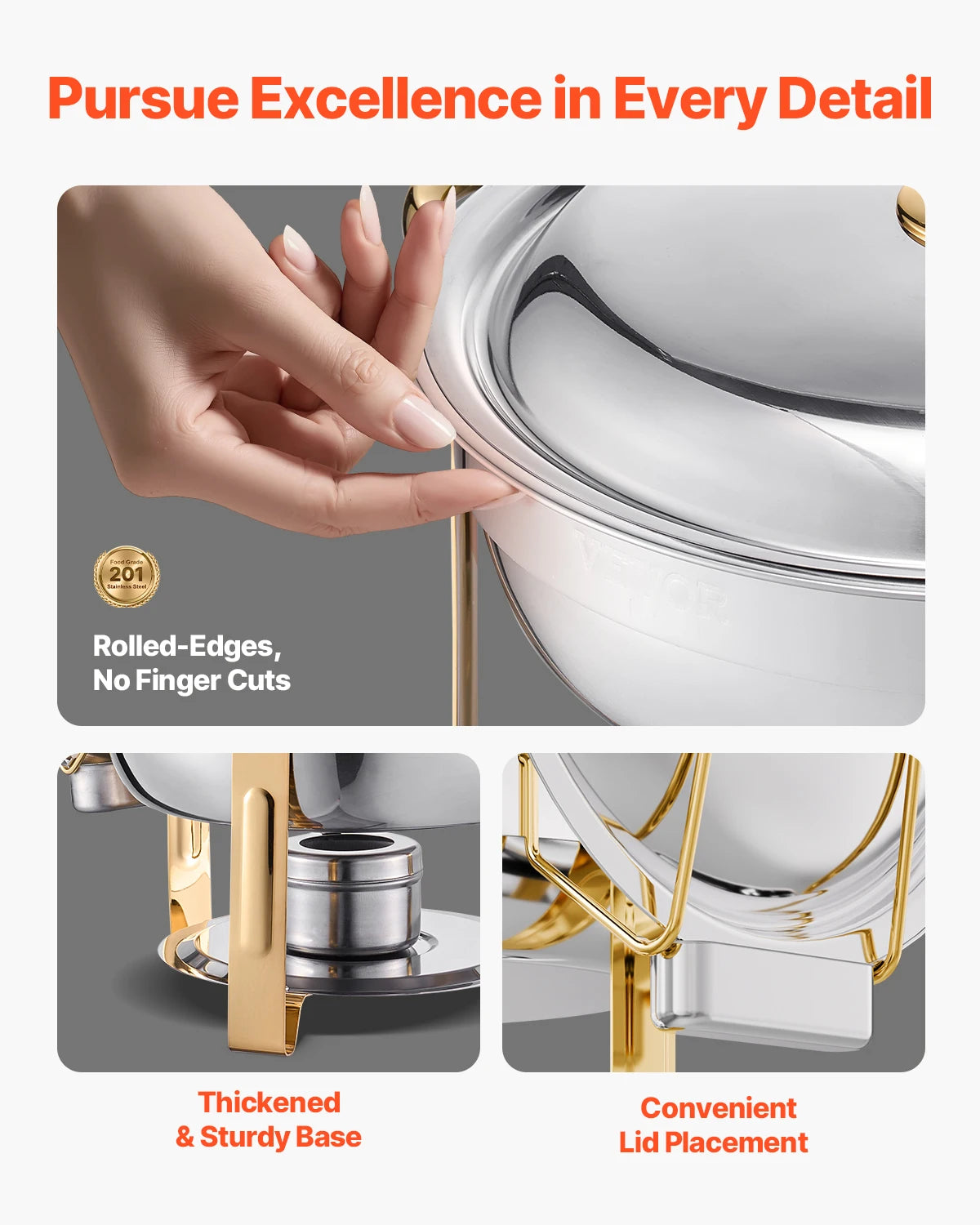 SucceBuy 4 Pack Stainless Steel  Chafing Dish Buffet Set