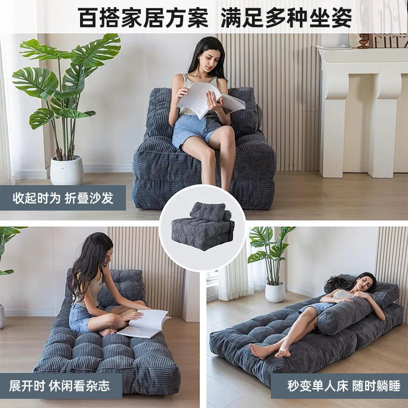 Folding Sofa Bed, Convertible Sleeper Chair with Pillow Foldable Mattress,