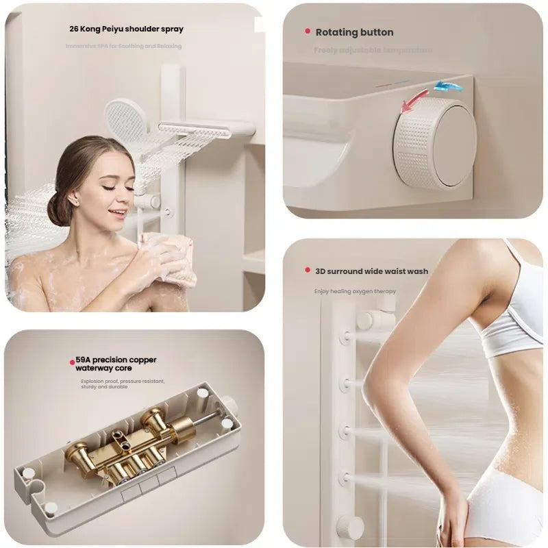 Gun Grey Bathroom Shower System Set Multifunction Shoulder Waist Spouts Split Shower Household Simplicity Pressurized Shower Set