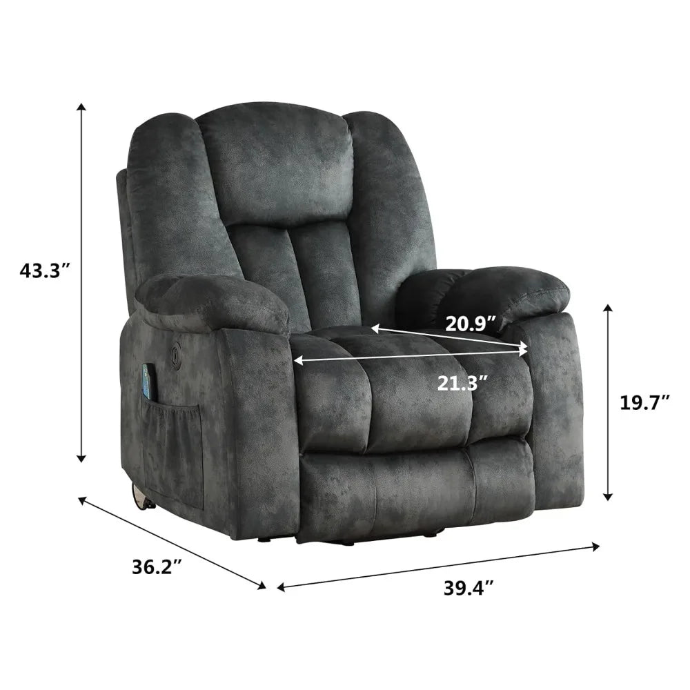 Large Power Lift Recliner Chair with Massage, Heat, and USB