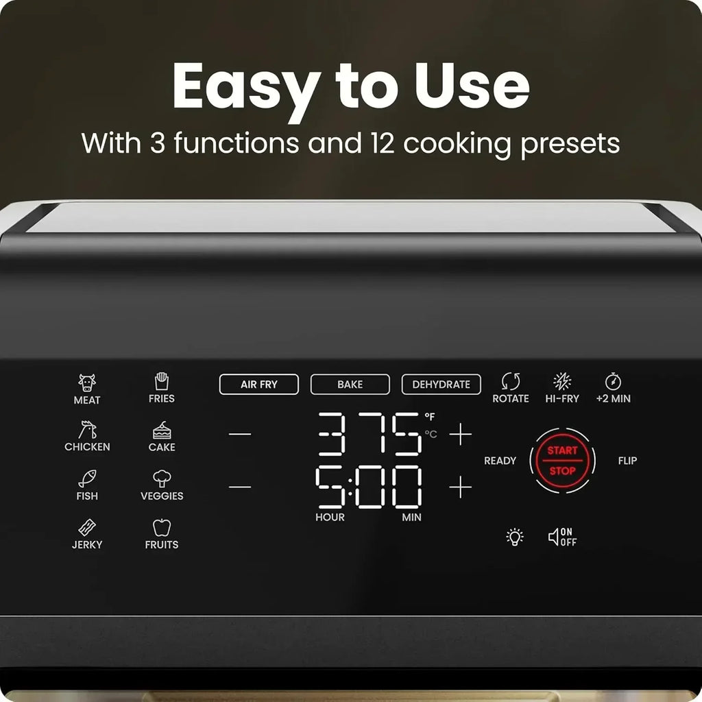 12-Quart 6-in-1 Air Fryer Oven with Digital Timer, Touchscreen, and 12 Presets