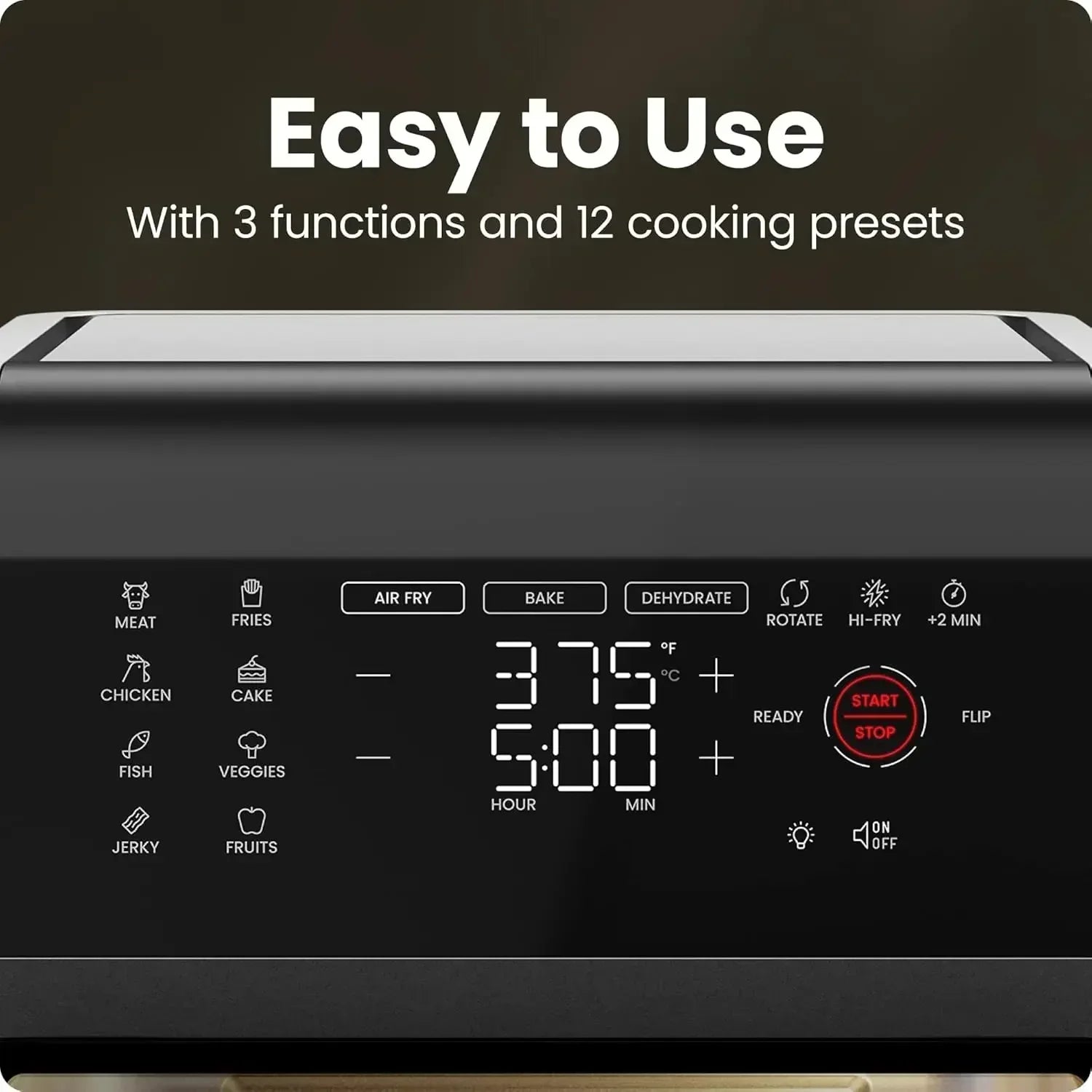 12-Quart 6-in-1 Air Fryer Oven with Digital Timer, Touchscreen, and 12 Presets