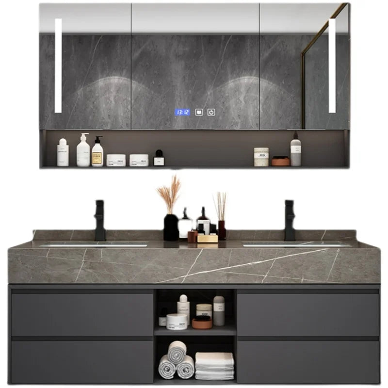 Solid Wood Modern Smart Home Bathroom Vanity Cabinet with Sink