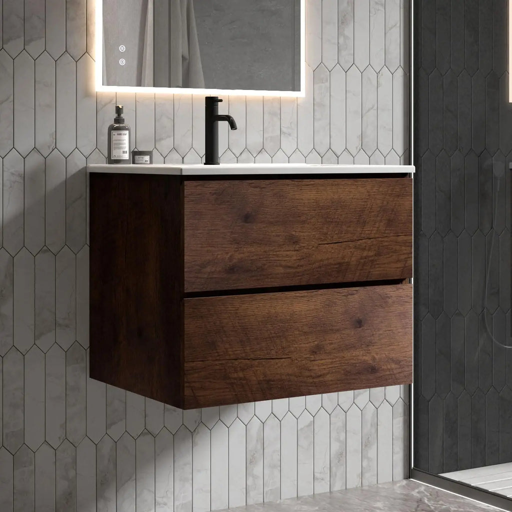 24" Bathroom Floating Vanity with Sink, with Double Soft Closing Drawers, Large Storage