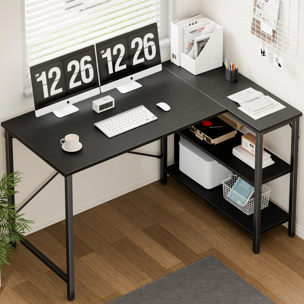 JHK L Shaped 47 Inch Computer Desk with Shelves