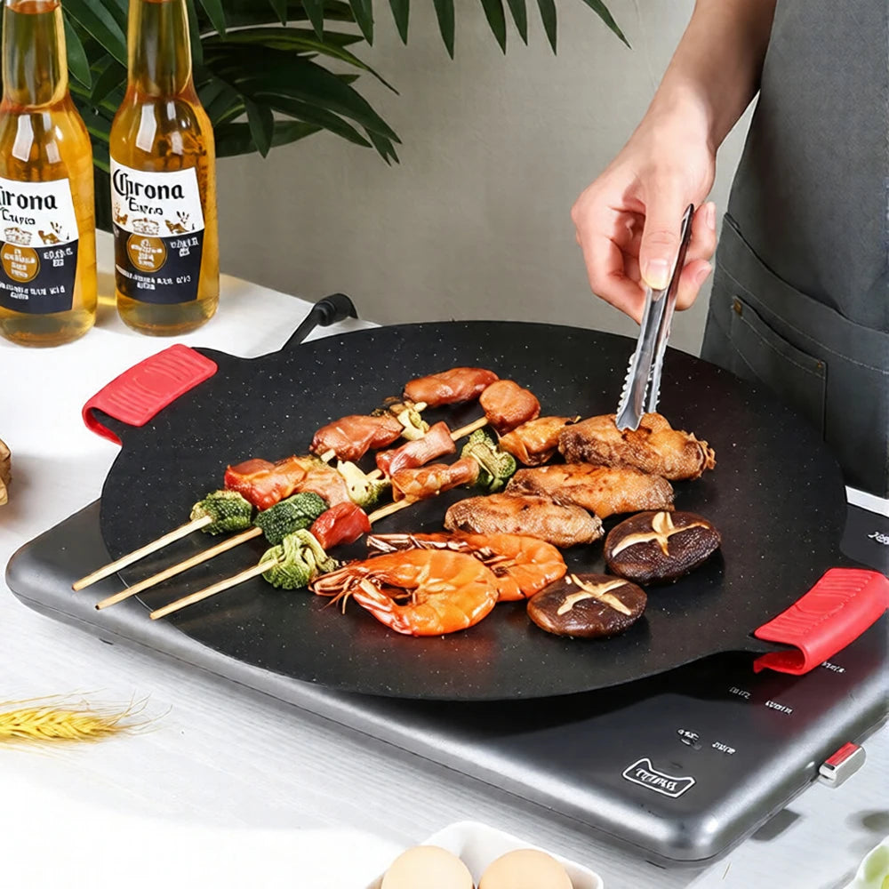 Non-Stick BBQ Grill Pan, Barbecue Cooking Plate, Korean-Style Grill Pan