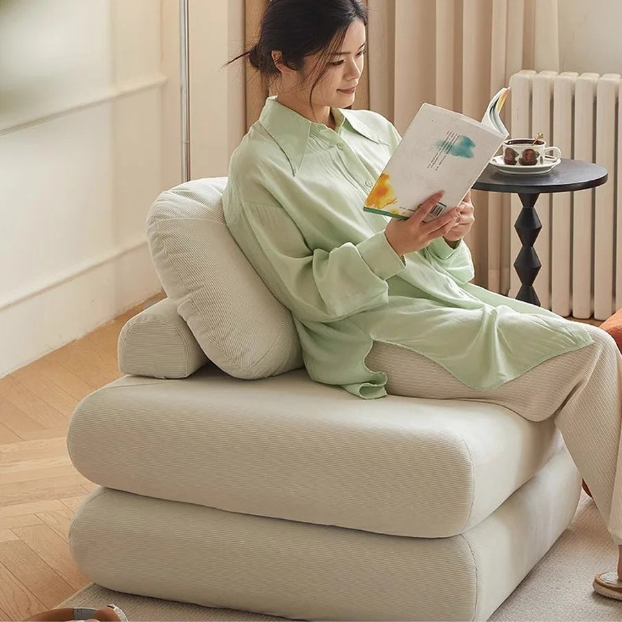 Fabric single, small-sized living room folding dual-use sofa, sofa bed