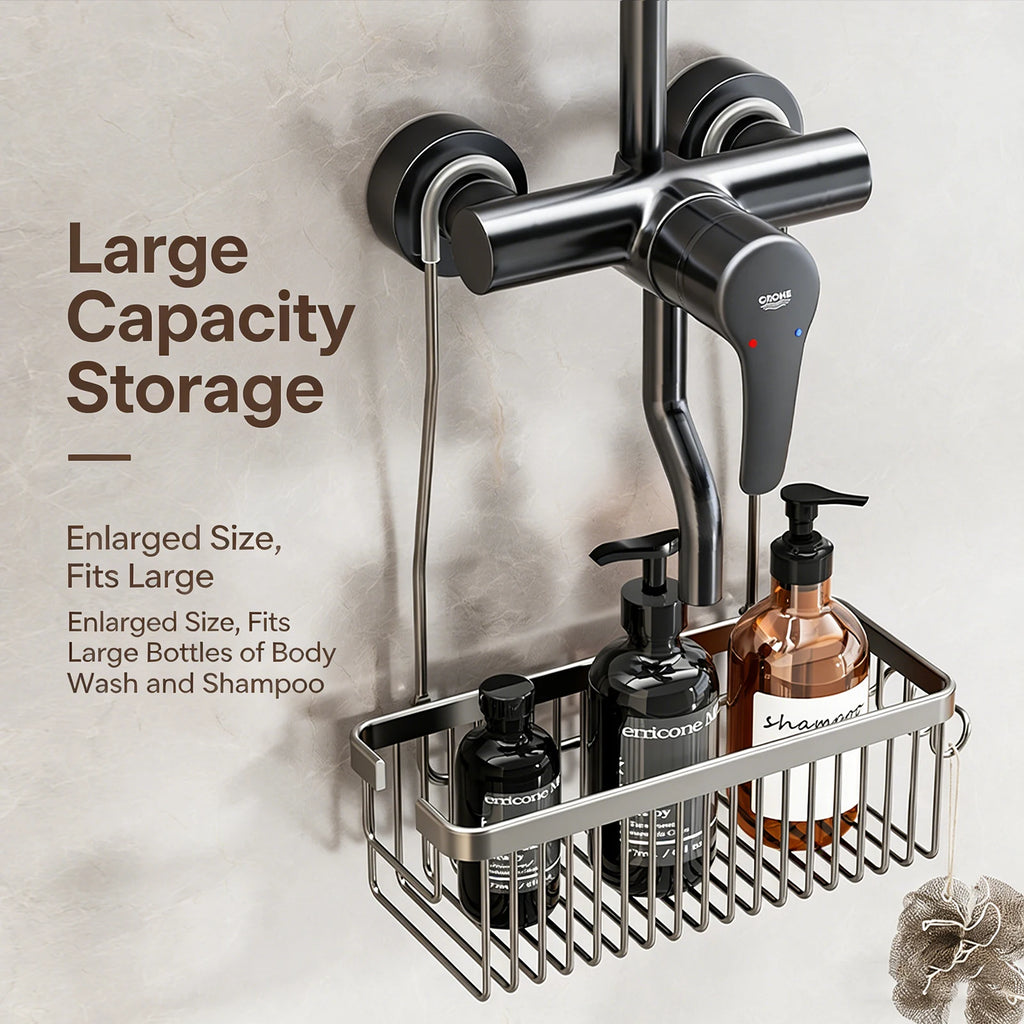 Convenient Toilet Shower Rack with No Drilling Installation Bathroom Storage Aluminum Basket for Shower Room and Bath Products
