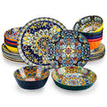 vancasso 24 PCS Ceramic Dinnerware Set Porcelain Bohemian Style Dinnerware with Dinner/Dessert Plate/Cereal/Pasta Bowl For 6