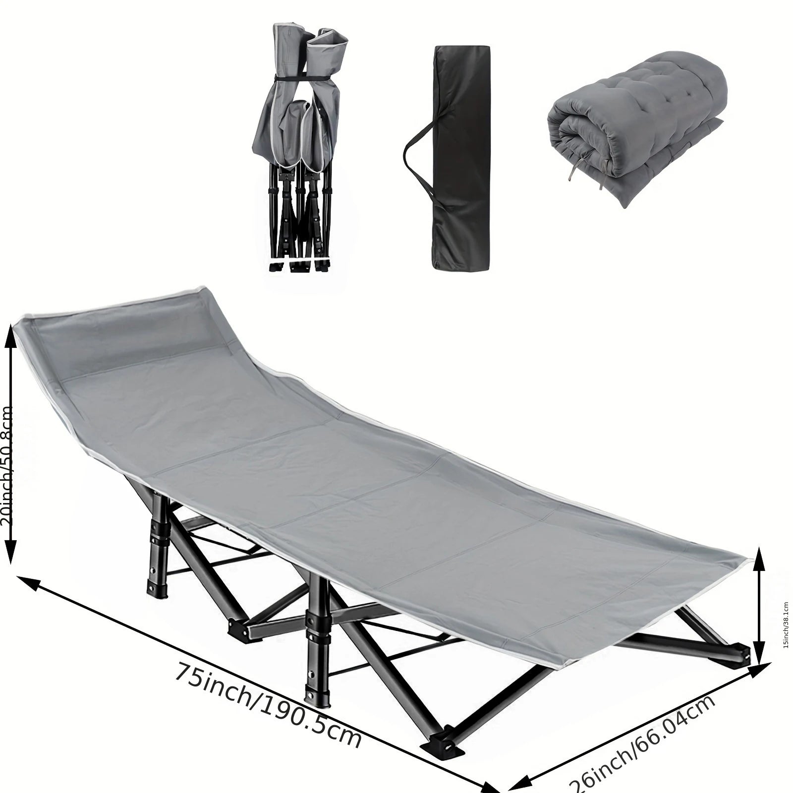 Heavy Duty Folding Camping Cot with Detachable Mattress