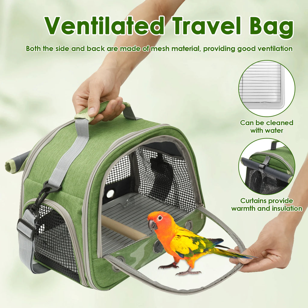 Portable Bird Cage Parrot Carrier with Tray Travel Clear Window Bird Pet Backpack for Parakeet Lovebird Cockatiel Travel Bag