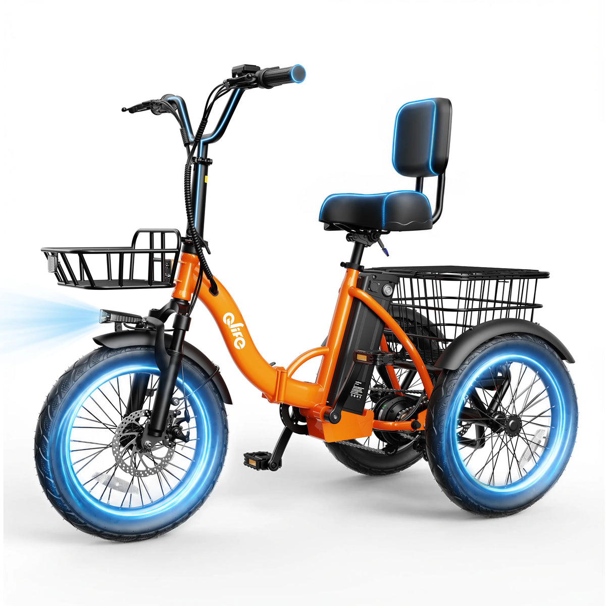 18''X3" Fat Tire Electric Tricycle, 18MPH Up to 50 Miles