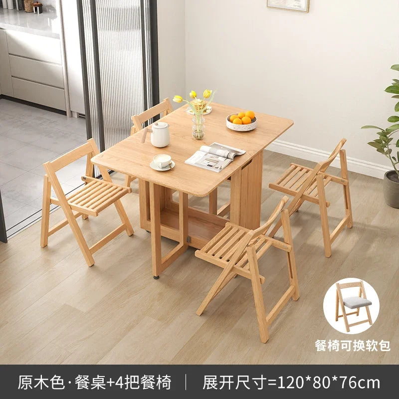 Folding Dining Table Set 6 Chairs, Luxury Modern Space Savers