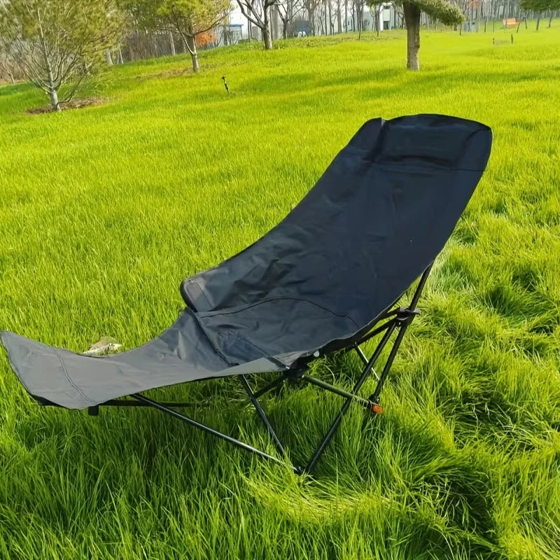 Heavy-Duty Foldable Beach Chair with Adjustable Height and Crossed Backrest