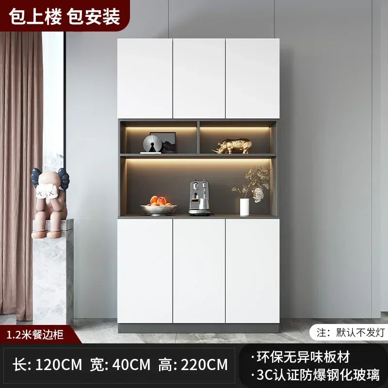 Large Modern Kitchen Pantry with Glass Doors and Drawers, Sideboard Buffet
